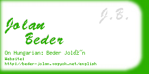 jolan beder business card